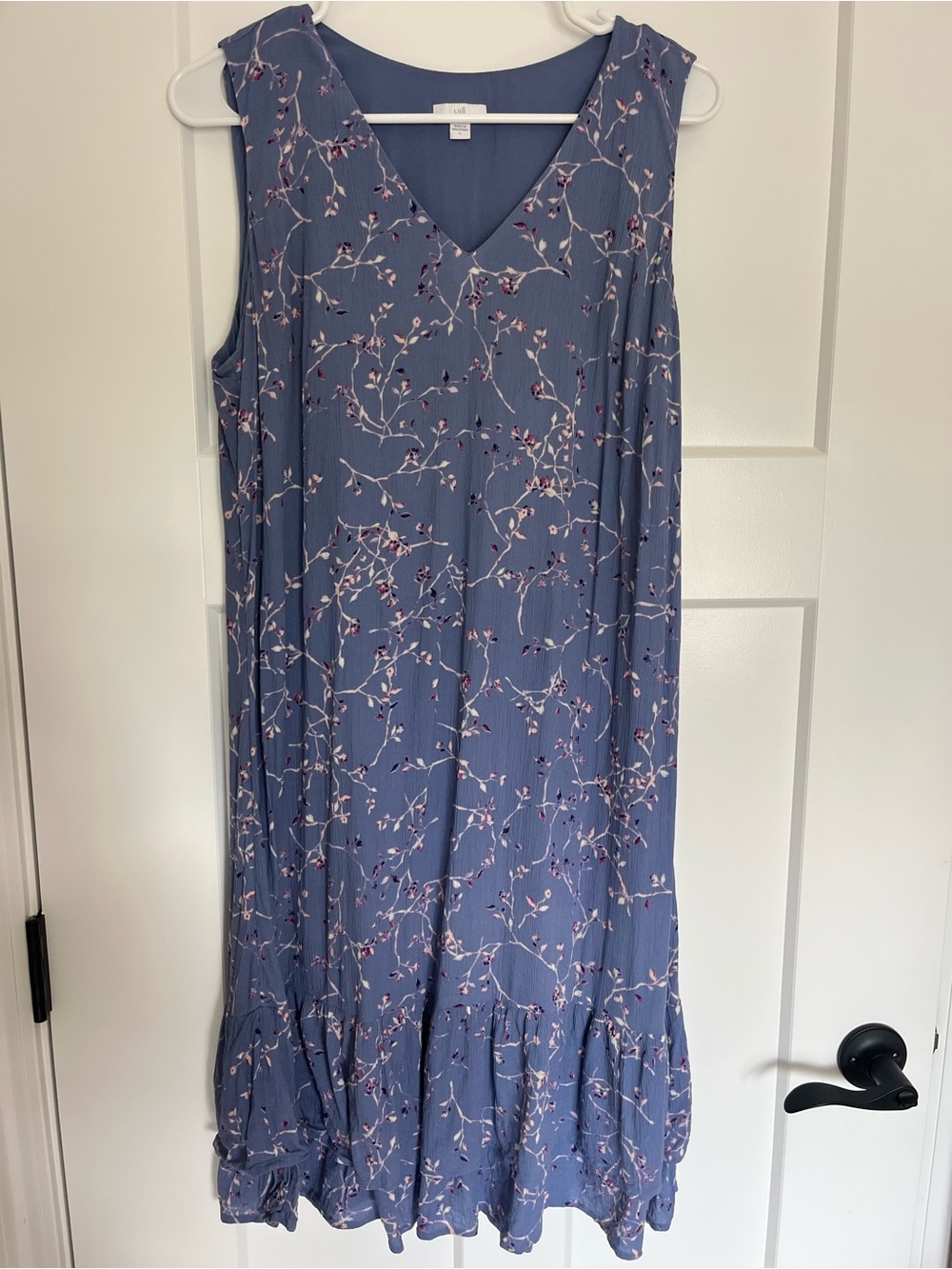 J. Jill Ruffled V-Neck Twilight Sky Blossoming Stems